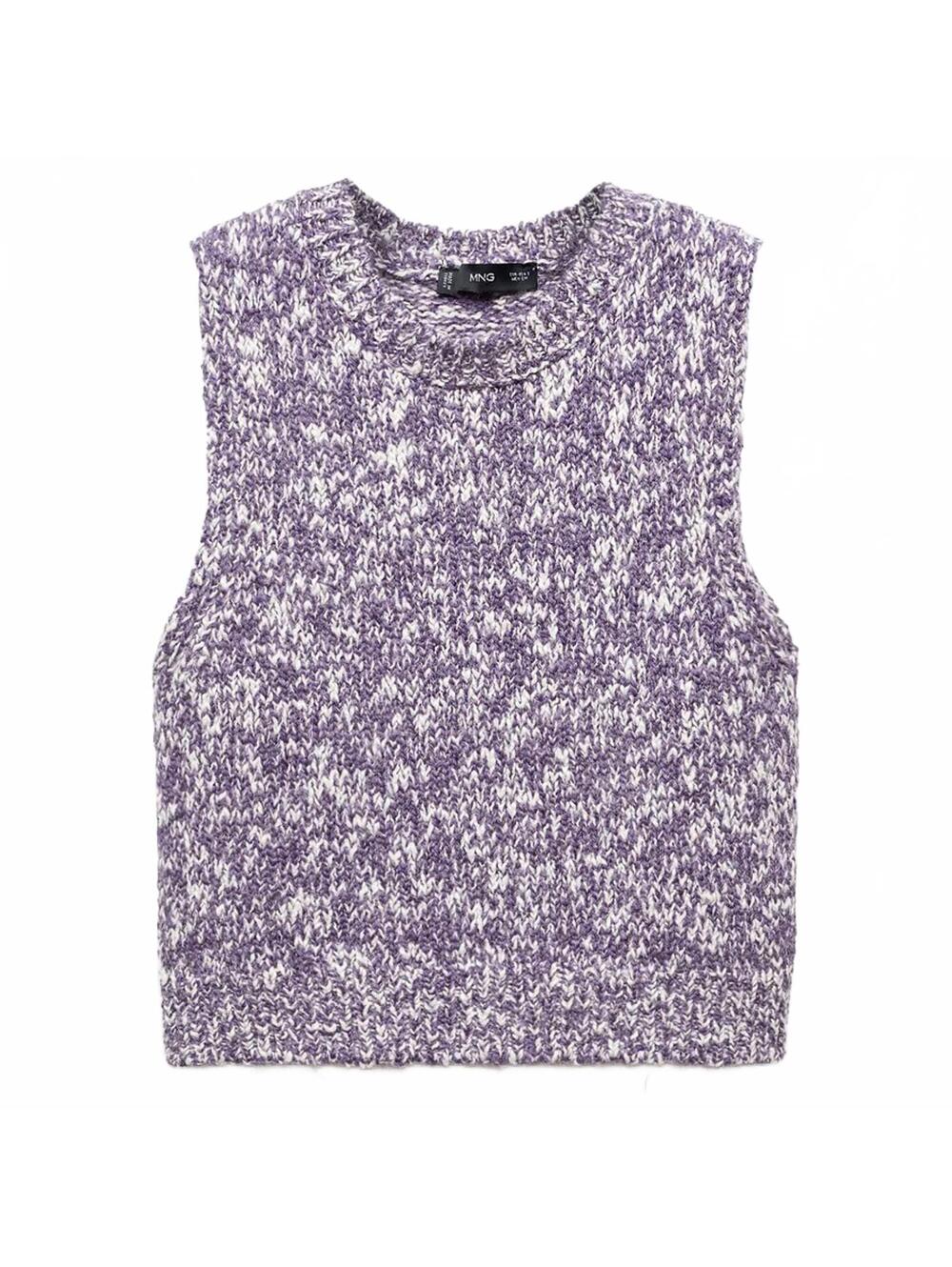 Mango Wool Blend Flecked Knitted Vest NWT Purple Lilac Large